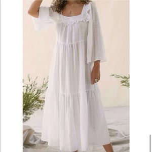 CHRISTY DAWN Elodie Peasant Midi Dress (Alabaster)